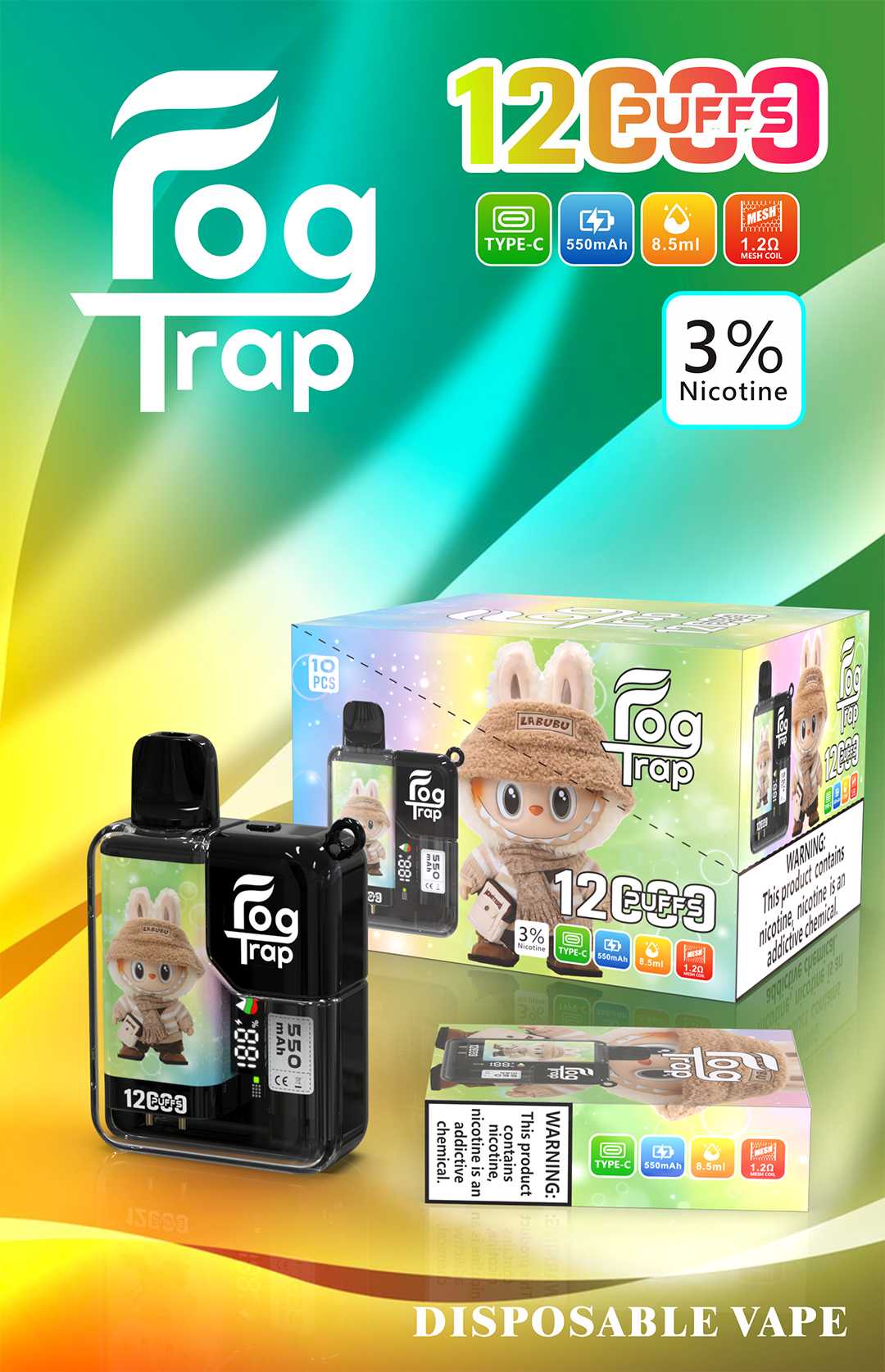【Fog Trap】蠟筆小新 × LABUBU聯名旗艦機12,000 口驚人續航 潮玩外型兼具硬核爆發力 實力派玩家一致認可的萬用口糧 買 10 送 1 優惠限時實施 台灣現貨:圖片 3